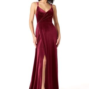 Azazie Hapa Velvet Burgundy Bridesmaid Dress A12